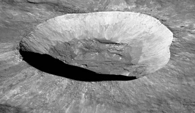 In this striking view of one of the Moon's craters, the height and sharpness of the rim are evident, as well as the crater floor's rolling hills and rugged nature. Image Number: M1138162093LR Credit: NASA/Goddard Space Flight Center/Arizona State University  For print or commercial use, please contact: NASA/GSFC/ Arizona State University