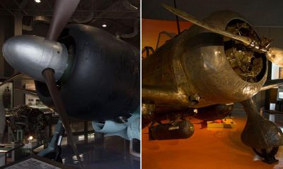 (Left) Tachiarai’s Mitsubishi A6M3 Type 0 navy aircraft carrier fighter was restored as a ‘Hamp’ with distinct squared off wingtips. (Right) The museum’s Type 97 or Ki-27 ‘Nate’ is the last of its kind. It was pulled out of Hakata Bay in 1996. 