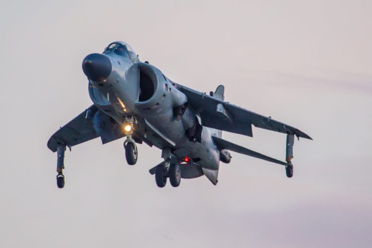 Art Nalls demonstrates the Sea Harrier's (SHAR) ability to hover