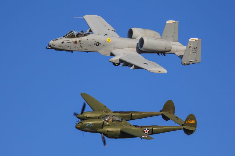 Heritage Flight of P-38 and A-10