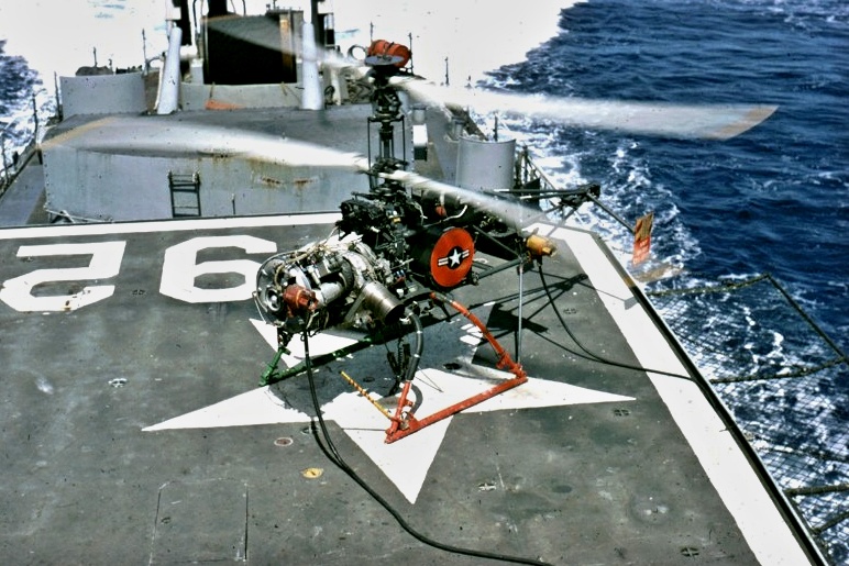 A QH-50 DASH anti-submarine drone on board the destroyer USS Allen M. Sumner (DD-692) during a deployment to Vietnam. The photo was taken between April and June 1967.