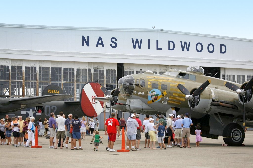 Visitors line up to see the WWII bombers at the museum during AirFest!
