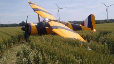 The CWHM's 1942 Westland Lysander developed engine trouble after taking off from Hamilton Airport on Saturday afternoon. (Ontario Provincial Police)